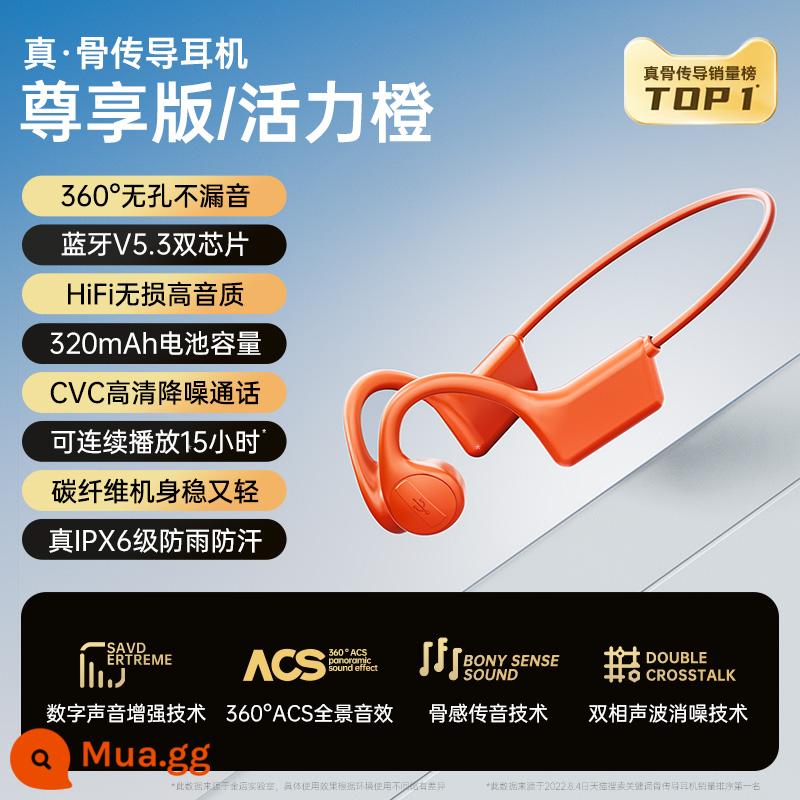 [Hàng chính hãng chính hãng] Tai nghe Bluetooth dẫn truyền xương thật chạy thể thao không dây loại đặc biệt không vào cảm biến xương tai loại treo cổ 2022 mới thời lượng pin siêu dài không thể bỏ bơi nam chống thấm nước - Cam rực rỡ [Phiên bản độc quyền] Thoải mái và không rò rỉ âm thanh ✔ Chất lượng âm thanh HiFi ✔ Thời lượng pin siêu dài