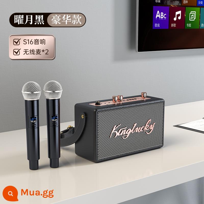 Jinyun Loa Bluetooth Gia Đình Micro Âm Thanh Không Dây Bộ Karaoke Họ Hát K Bài Hát Allktv - Đen [Phiên bản cao cấp] Duet biến thành ktv trong vài giây ✅ Âm trầm nặng ✅ Âm lượng lớn