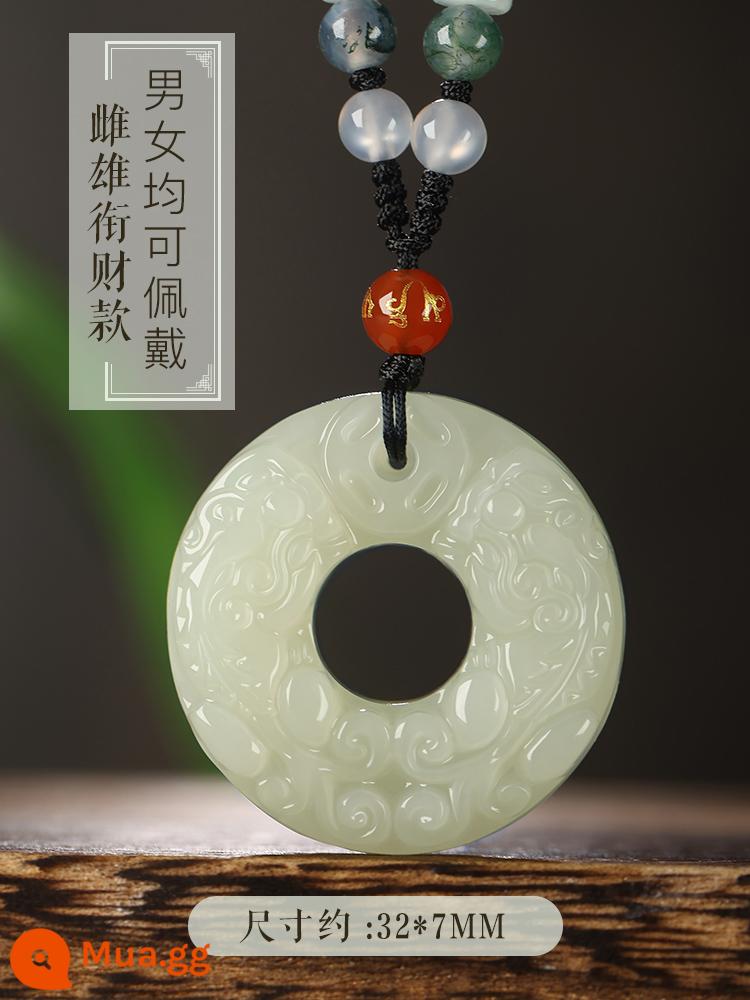 Hetian Jade Pixiu Mặt dây chuyền Vòng cổ nam và nữ Jade Piqiu Cặp đôi may mắn Overlord Tỳ hưu Mặt dây chuyền Jade Mặt dây chuyền Jade - Tiền nam nữ đều đeo được [nam nữ đều đeo được]