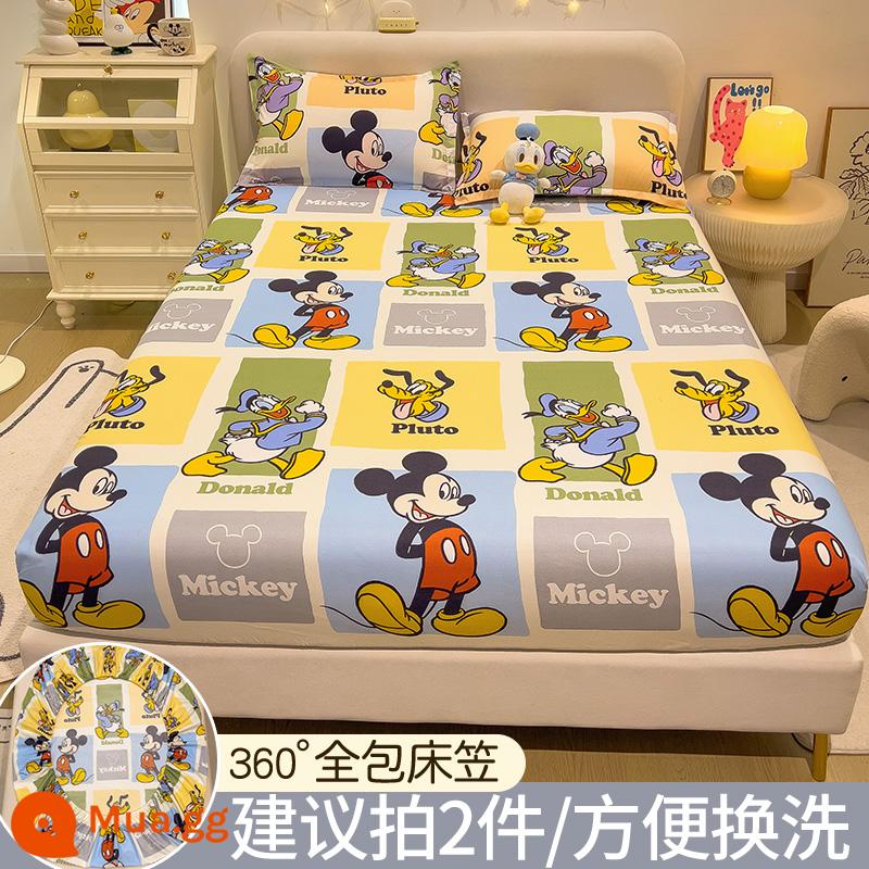 Disney Trang Bị Tấm Đơn Bộ Drap Giường 2023 Mới Giường Simmons Nệm Túi Ngủ Không Nguyên Chất Cotton Chăn Ga Gối - Happy Mickey [Ủy quyền chính hãng của Disney]