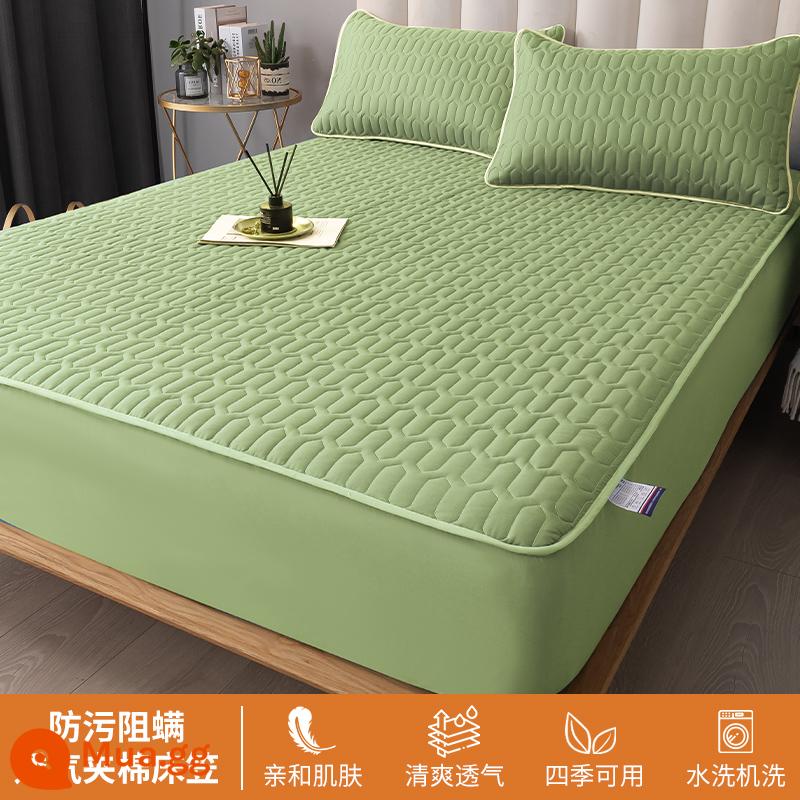 Ga trải giường chần bông trang bị đơn mảnh 2023 mới hợp thời trang cotton không nguyên chất bao gồm ga trải giường túi đệm giường bộ ga trải giường chống bụi - Màu xanh matcha [cố định chống trượt toàn diện 360°]