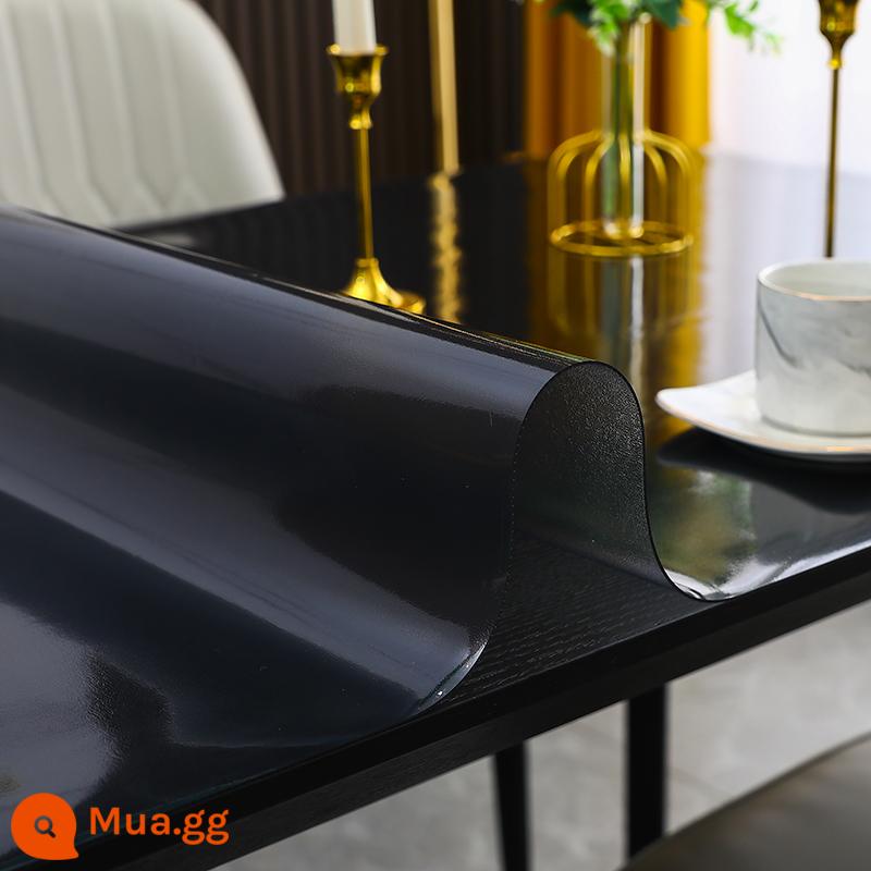 Bàn ăn PVC dày bằng vải chống thấm dầu -Resistant Cao nhiệt độ cao -Tea Tea không có bàn nhựa trong suốt trong suốt - Đen mờ 1,5mm