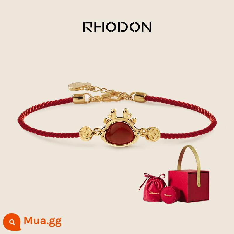 RHODON năm sinh thỏ dây đỏ phước lành thương hiệu làm bằng tay nữ bạc sterling mã não đỏ thỏ năm cung hoàng đạo tay dây quà tặng năm mới - Trà làm bằng tay Fulong (nhận miễn phí hộp quà giới hạn Năm Rồng khi mua)