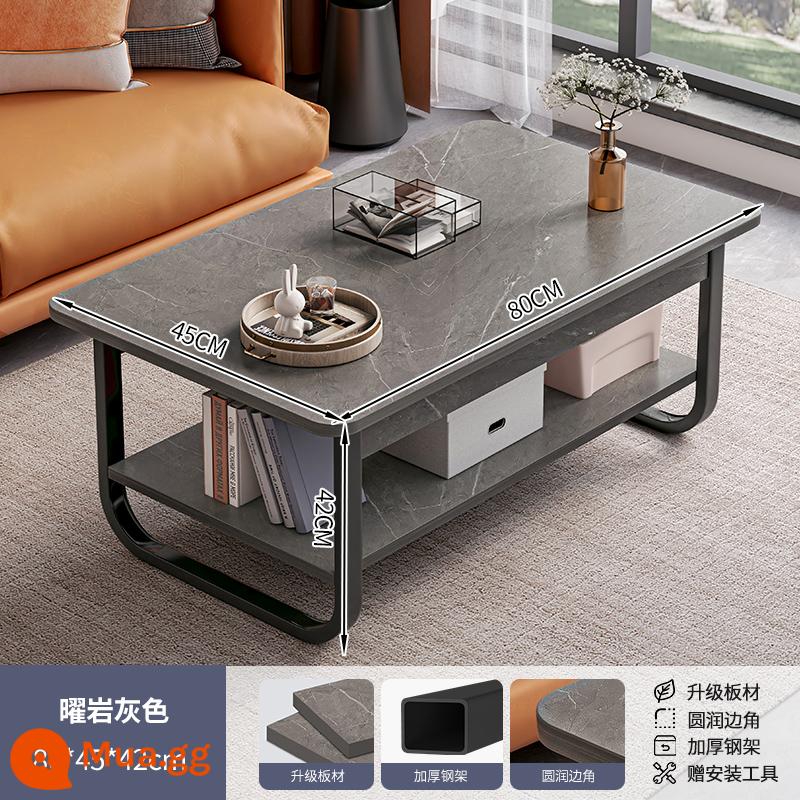 Bàn cà phê căn hộ nhỏ bàn cho thuê nhà đơn giản hiện đại tối giản sofa bên một vài phòng khách đơn giản bàn cà phê gia đình bàn trà - Xám Obsidian 80*45*42cm [Chân Thép Dày]