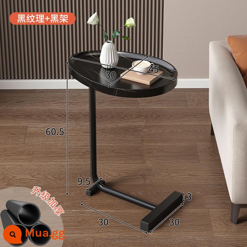 Sofa bên tủ bên bàn phòng khách nhà bàn trà giá đầu giường đầu giường ban công mini bàn cà phê nhỏ bàn - [Vành nâng cao ❤Chống rơi] Họa tiết đen 45*30*60cm + chân đen