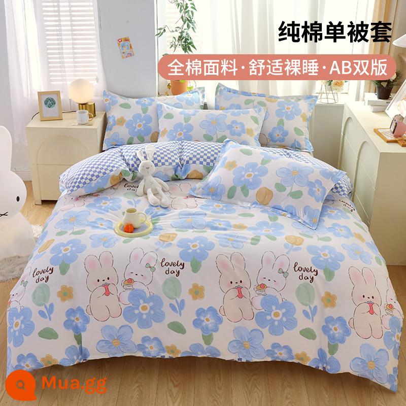 Hoạt hình dễ thương bông vỏ chăn cotton mảnh đơn ký túc xá sinh viên vỏ chăn đơn 150x200x230 tấm chăn 1.5 mét - Carat Lover-Blue [Chất lượng dành cho bà mẹ và trẻ sơ sinh]