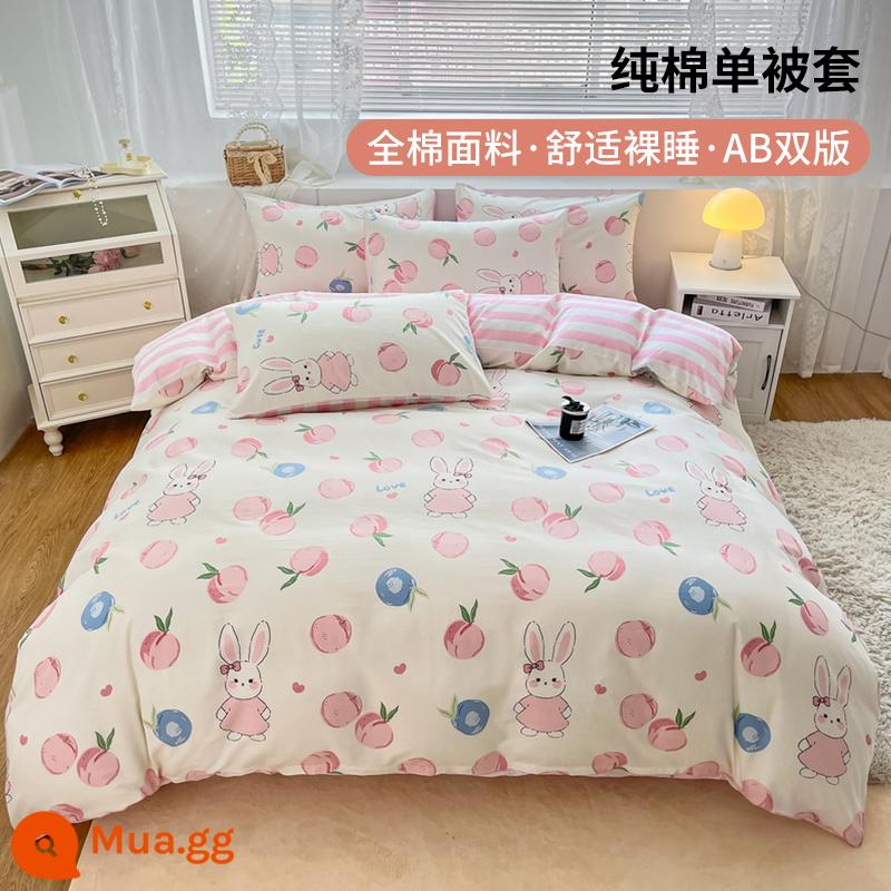 Hoạt hình dễ thương bông vỏ chăn cotton mảnh đơn ký túc xá sinh viên vỏ chăn đơn 150x200x230 tấm chăn 1.5 mét - Thỏ đào [Chất lượng bà mẹ và trẻ sơ sinh]