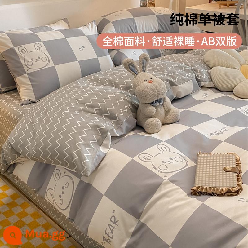 Nhỏ tươi vỏ chăn 100 cotton 150x200 mảnh đơn ký túc xá sinh viên vỏ chăn đơn 200x230 chăn - Thỏ Banni [thân thiện với da và thoáng khí]