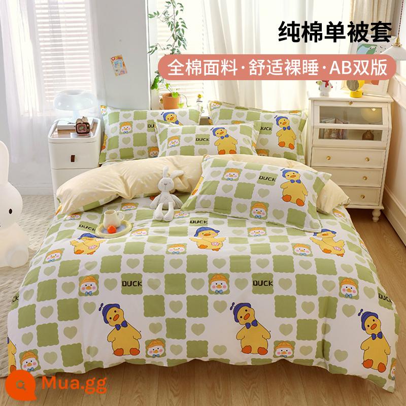 Hoạt hình dễ thương bông vỏ chăn cotton mảnh đơn ký túc xá sinh viên vỏ chăn đơn 150x200x230 tấm chăn 1.5 mét - Vịt dễ thương [Chất lượng dành cho bà mẹ và trẻ sơ sinh]