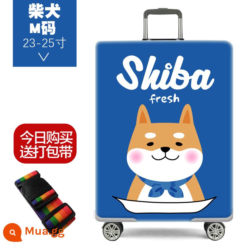 Đàn hồi vali bảo vệ xe đẩy va li che bụi túi 20 inch 24 inch 28 inch dày chống mài mòn - Shiba Inu M size 23-25 ​​inch