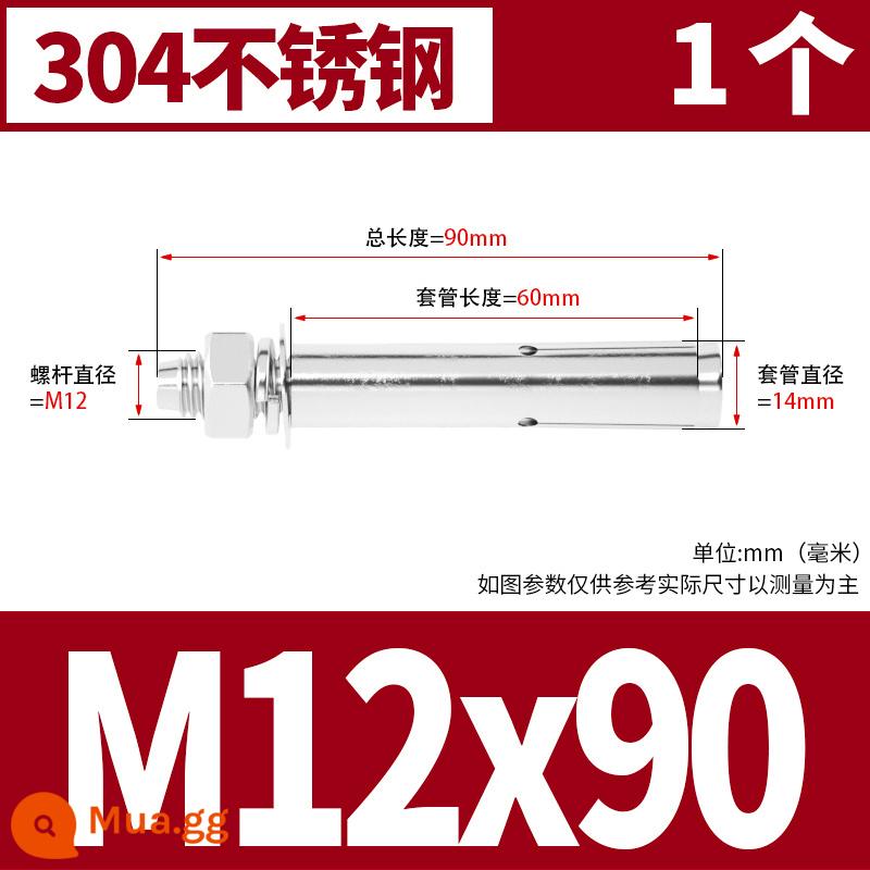 Vít mở rộng 6 mm vít mở rộng bên ngoài sắt mạ kẽm kéo vít nổ hoàn chỉnh ống mở rộng tiêu chuẩn quốc gia M8M10M12 - M12*90 (1 cái) chất liệu 304