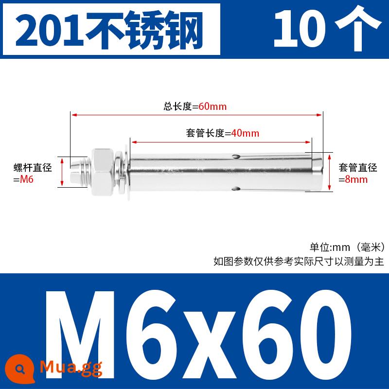 Vít mở rộng 6 mm vít mở rộng bên ngoài sắt mạ kẽm kéo vít nổ hoàn chỉnh ống mở rộng tiêu chuẩn quốc gia M8M10M12 - Chất liệu M6*60[10 miếng]201