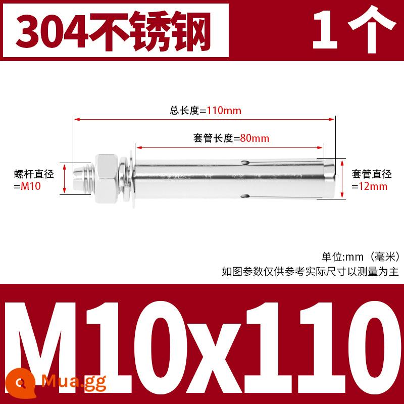 Vít mở rộng 6 mm vít mở rộng bên ngoài sắt mạ kẽm kéo vít nổ hoàn chỉnh ống mở rộng tiêu chuẩn quốc gia M8M10M12 - M10*110 (1 cái) chất liệu 304