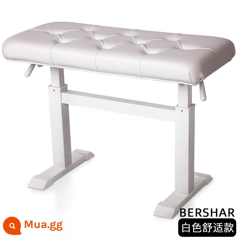 Ghế đàn piano thủy lực BERSHAR Điều chỉnh nâng tự động đơn và đôi Cửa hàng đàn piano trẻ em Ghế đàn piano điện tử - Kiểu khóa thoải mái màu trắng