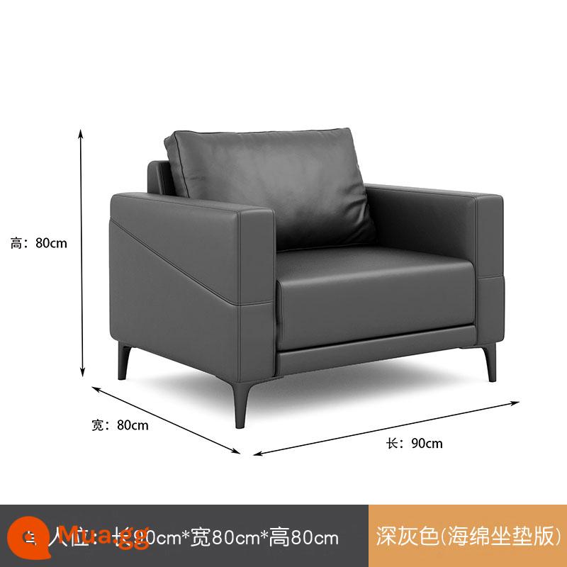 Bộ ghế sofa văn phòng và bàn cà phê kết hợp ghế sofa da văn phòng sếp đơn giản phòng tiếp tân quầy lễ tân ba người - Một chỗ màu xám đậm