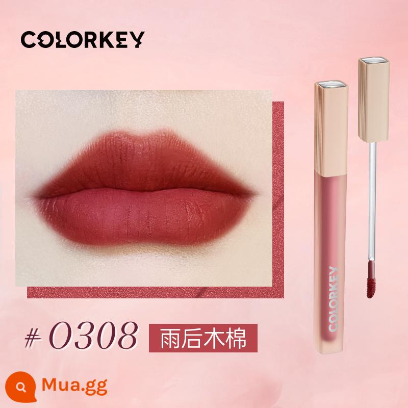 Colorkey Lip Men Kem Kelaqi Hạn Chế Gương Nước Ánh Sáng Kem Son Môi Bùn Màu Key - #O308Kapok sau cơn mưa