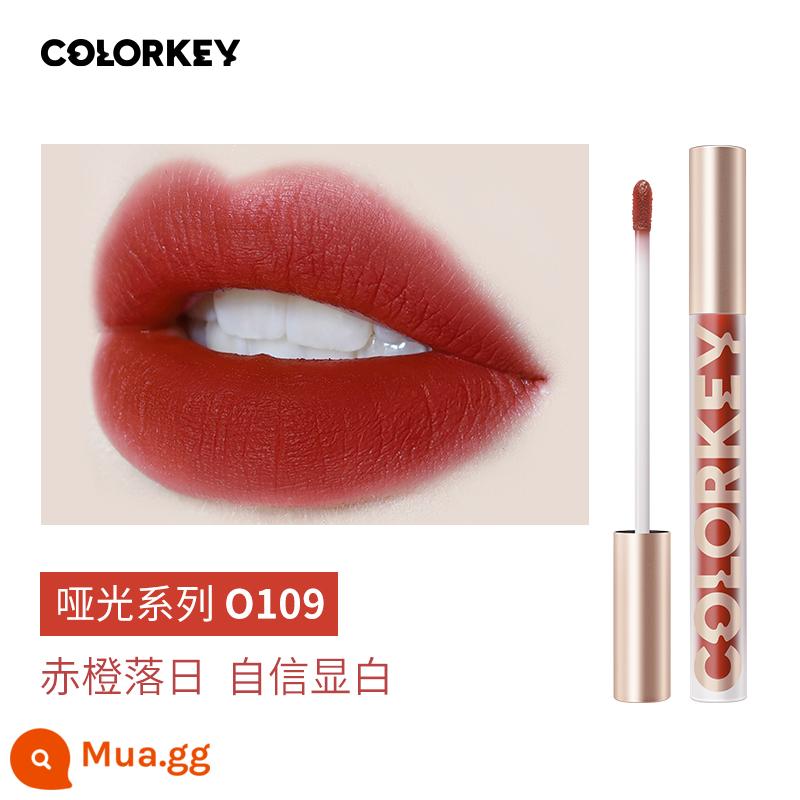 Colorkey Kelaqi kỳ lân son kem không khí nhung mờ mờ nữ sinh mô hình chẵn lẻ son môi tên chung - Sô cô la O109 Hoàng hôn cam đỏ