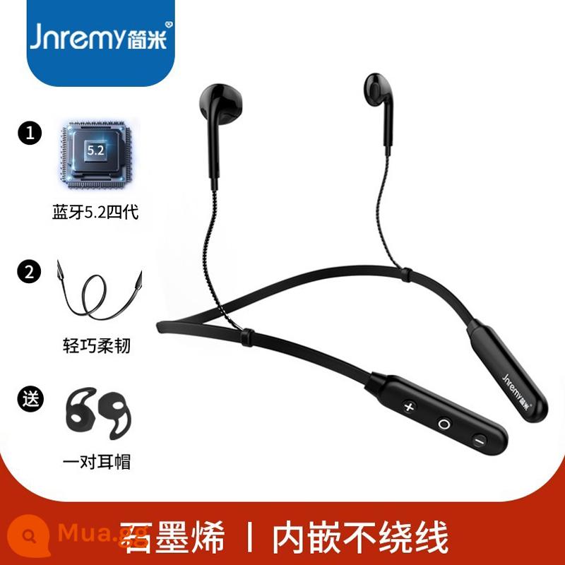 Tai nghe bluetooth đeo cổ Jianmi 2022 mới dành cho nữ chạy thể thao không dây đeo trên cổ tai nghe đeo trên đầu dành cho nam và nữ cao cấp tuổi thọ pin siêu dài giảm tiếng ồn thích hợp cho Huawei Apple - Màu đen cao cấp [âm thanh chế độ kép + chip nhập khẩu 5.2]