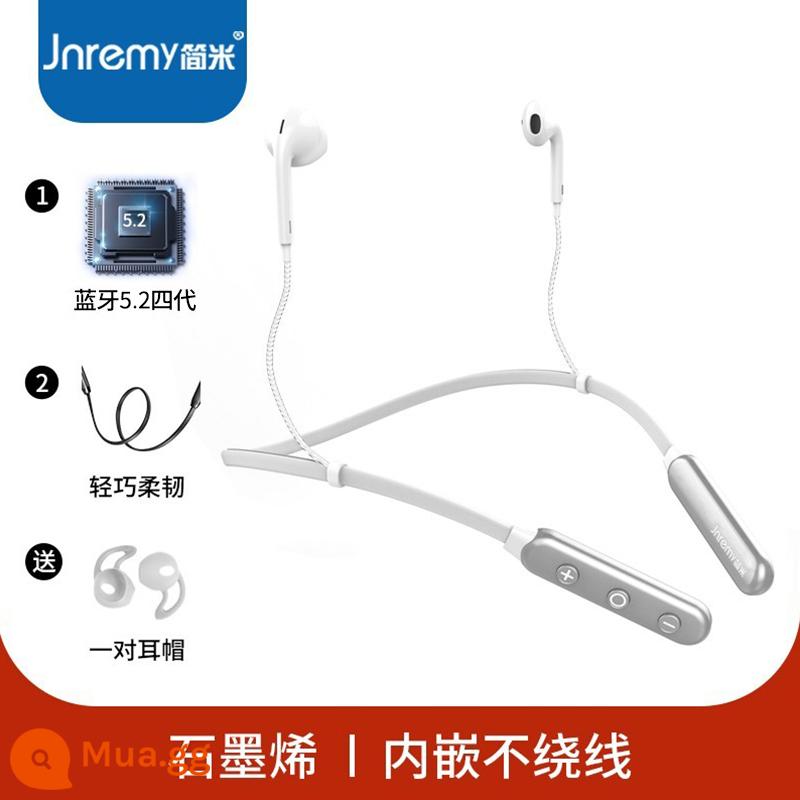 Tai nghe bluetooth đeo cổ Jianmi 2022 mới dành cho nữ chạy thể thao không dây đeo trên cổ tai nghe đeo trên đầu dành cho nam và nữ cao cấp tuổi thọ pin siêu dài giảm tiếng ồn thích hợp cho Huawei Apple - Màu trắng cao cấp [âm thanh chế độ kép + chip nhập khẩu 5.2]