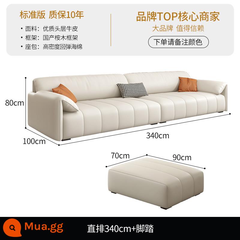 DDC Kem Gió Tai Voi Sofa Da Kết Hợp Hiện Đại Kích Thước Nhỏ Gọn Nhà Chìa Khóa Đàn Piano Hàng Thẳng - [Phiên bản tiêu chuẩn - da bò lớp 1 cao cấp] Thẳng 3,4m + bàn đạp