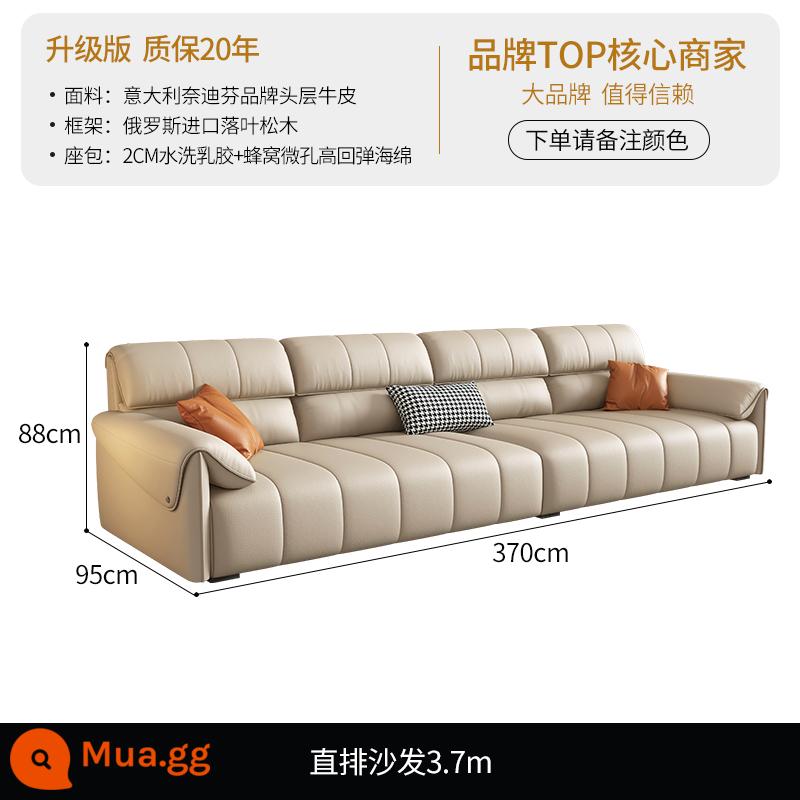 DDC Kem Gió Chìa Khóa Piano Thẳng Ghế Sofa Da Hiện Đại Nhỏ Gọn Kích Thước Căn Hộ Phòng Khách Ánh Sáng Sang Trọng Tai Voi - [Phiên bản nâng cấp-Da bò Nedifen lớp một của Ý] Hàng thẳng 3,7 mét