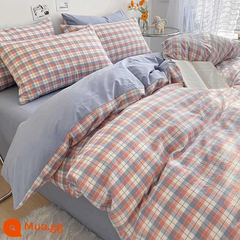 Chăn bông đã giặt vỏ chăn đơn mảnh 200x230 bông cotton nguyên chất 150x200 ký túc xá đơn chải ga trải giường chăn ga trải giường - bột bella