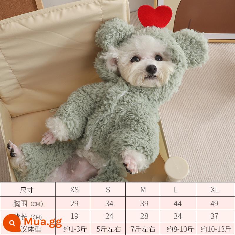 Puppy Bốn chân quần áo Teddy Quần áo Mùa thu và mùa đông dày Bi Bi Bomei Chó nhỏ, Mùa đông mùa đông và chó săn thú cưng mùa thu - màu xanh lá