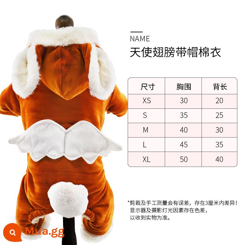 Quần áo chó mùa thu quần áo mùa thu Teddy Puppies Bốn chân áo khoác so với Beauty Pet Puppy Pupy Cotton Quần áo mùa đông - đôi cánh thiên thần màu caramel