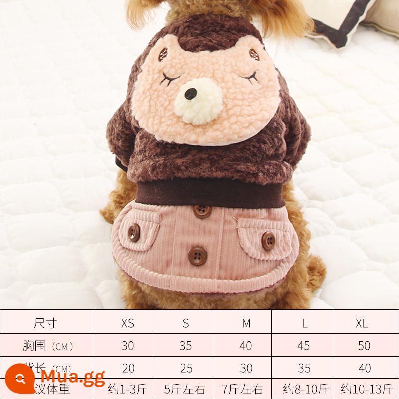 Quần áo chó mùa thu quần áo mùa thu Teddy Puppies Bốn chân áo khoác so với Beauty Pet Puppy Pupy Cotton Quần áo mùa đông - Cừu nheo mắt màu nâu tím