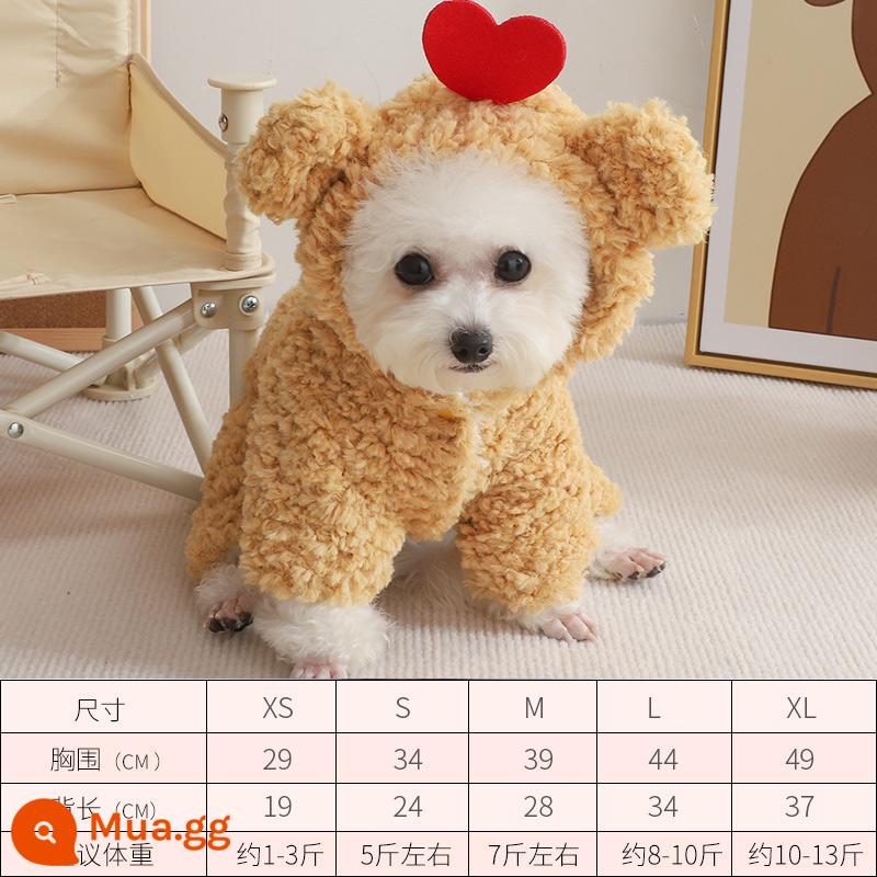 Puppy Bốn chân quần áo Teddy Quần áo Mùa thu và mùa đông dày Bi Bi Bomei Chó nhỏ, Mùa đông mùa đông và chó săn thú cưng mùa thu - màu vàng