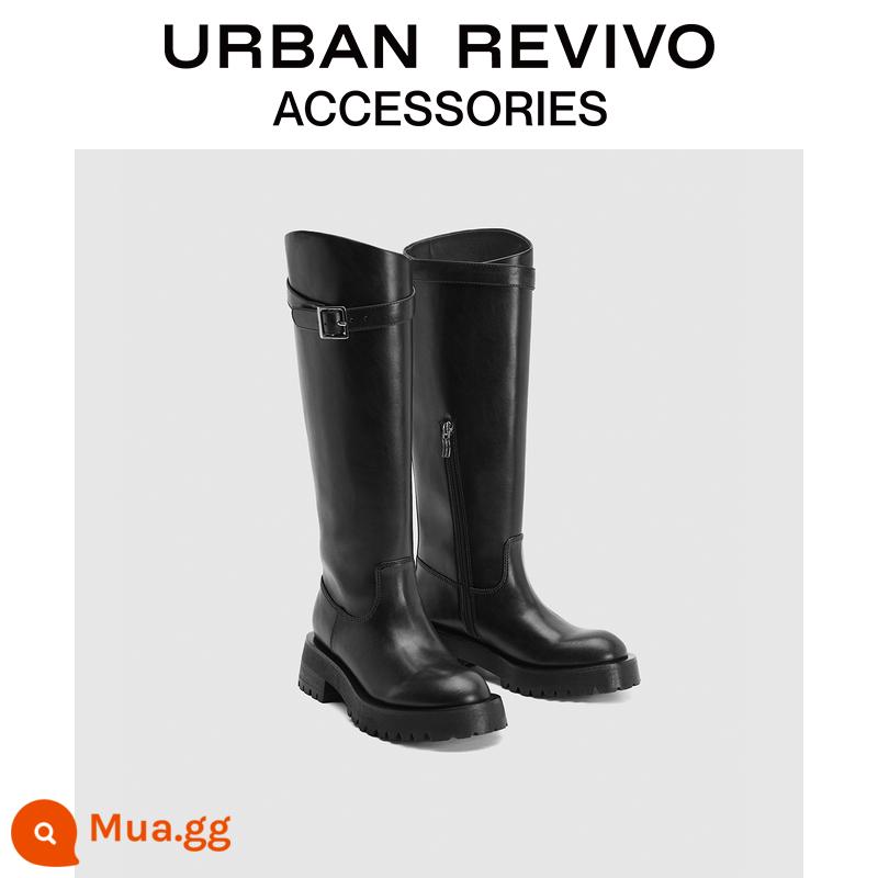 Bán trước [kiểu dáng giống Liu Yuxin] Giày bốt cao mũi tròn hiện đại dành cho nữ URBAN REVIVO UAWS30057 - đen