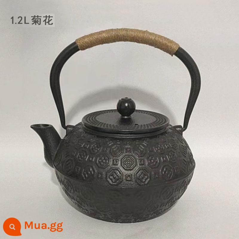 Phong cách gang kiểu Iron Pot sôi bong bóng nước thiết lập lò nung tinh thể đen - Ấm đun nước bằng gang đúc Fortune-1200ml