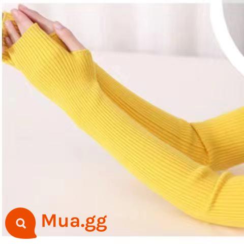 Găng tay dài nửa ngón bằng len cashmere bảo vệ cánh tay mùa thu đông cho nữ để giữ ấm và dày dặn - vàng