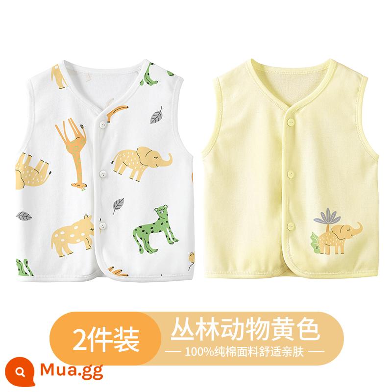 Áo vest trẻ em mùa xuân và mùa thu mặc ngoài cho bé cotton vest bé trai và bé gái mỏng Pony kẹp bé sơ sinh cho bé áo vest - động vật rừng màu vàng