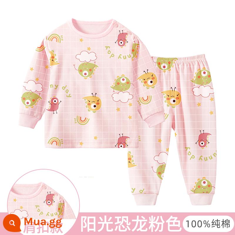 Bộ quần áo thu đông cho bé, quần lót trẻ em cotton nguyên chất, quần vệ sinh bé trai, đồ ngủ cotton, áo len cotton, kiểu dáng ấm áp cho bé gái - bột khủng long