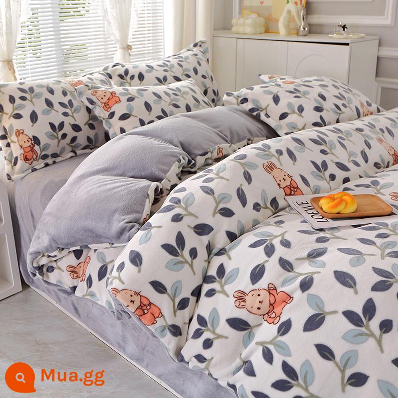 Làm dày mùa đông nhung san hô vỏ chăn đơn mảnh nhung sữa sang trọng mẫu giáo trẻ em Plus nhung flannel vỏ chăn đôi - Nhung sữa đặc Peter Rabbit