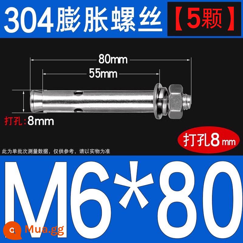 Vít nở kéo sắt mạ kẽm ống nổ vít neo Vít nở M6M8M10M12M14M16M18M20 - 304-M6*80[5 cái]