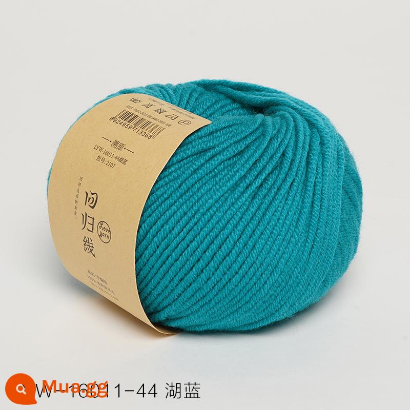 Dòng hồi quy dấu vết trở lại sợi len nguyên chất Merino nguyên chất dày vừa handmade tự làm que kim đan len khăn len bóng - Số 44-Hồ Xanh