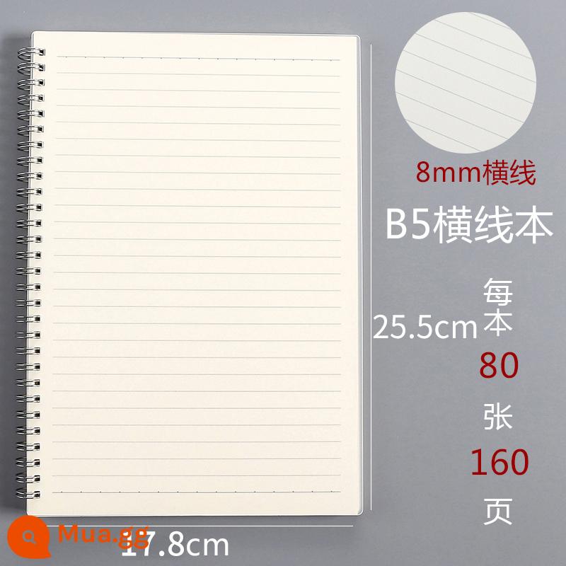 Cuộn dây sinh viên sử dụng sổ tay a5 dày b5 sổ kẻ ngang sổ ô vuông nhỏ sổ lưới notepad pp phong cách ins đơn giản văn học nghệ thuật di động sinh viên đại học kỳ thi tuyển sinh sau đại học học sinh trung học đọc sách - 2 đường ngang B5