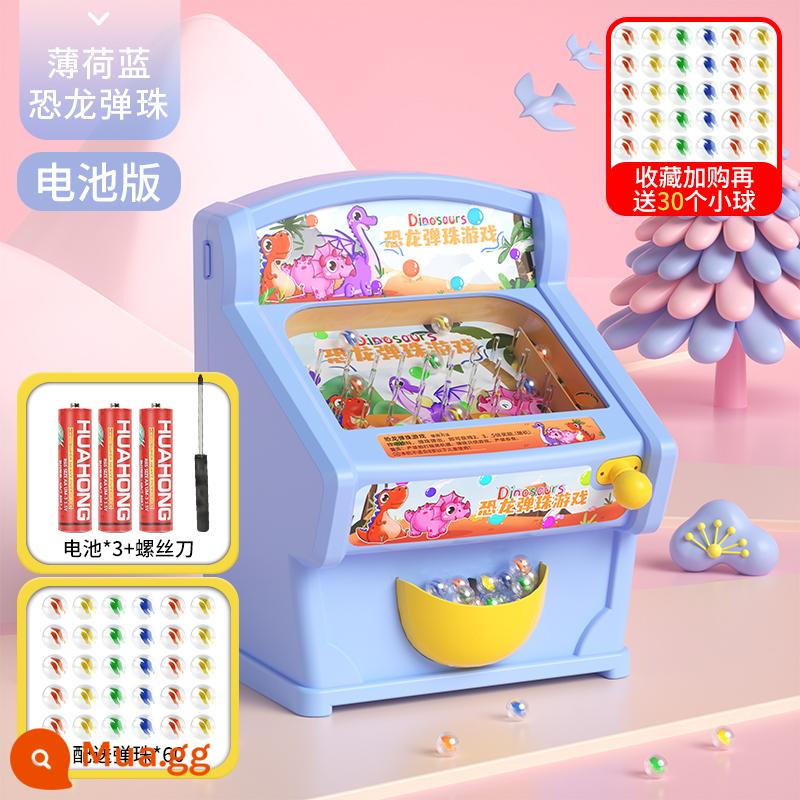 Trò chơi trên bàn dành cho trẻ em Đồ chơi Khủng long vui nhộn Máy trò chơi Pinball Mini Electric Pinball Đồ chơi giáo dục tương tác giữa cha mẹ và con cái - Máy Pinball khủng long-Xanh lam [60 hạt] -Phiên bản pin