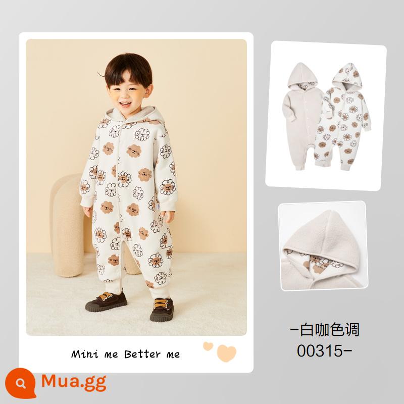 Mini Balabara Jumpsuit quần áo trẻ em 2022 cho bé mùa thu đông 2 mặt sang trọng đi chơi áo liền quần leo núi quần áo - Tông màu cà phê trắng 00315