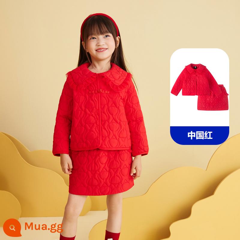 [Đồng thương hiệu bởi Người thừa kế] Bộ đồ bé gái Barabara mini Váy đỏ cho năm mới Quần áo đêm giao thừa - Đỏ Trung Quốc 60611