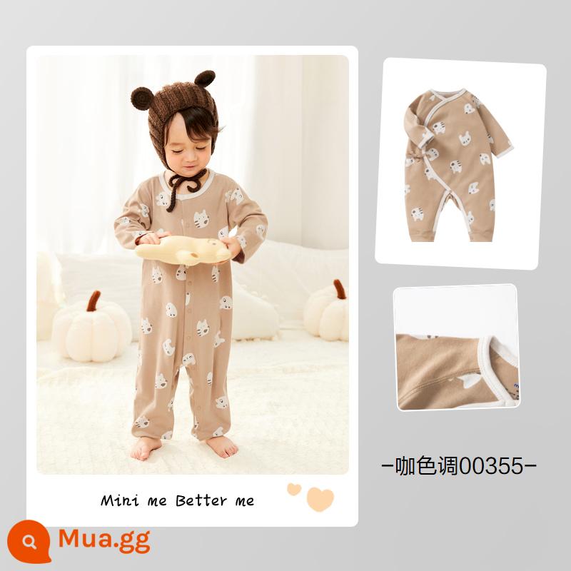 Mini Balabala Trẻ Em Jumpsuit 22 Thu Đông Cho Bé Sơ Sinh Cotton Thoáng Khí Áo Liền Quần Áo Liền Quần - Màu cà phê 00355