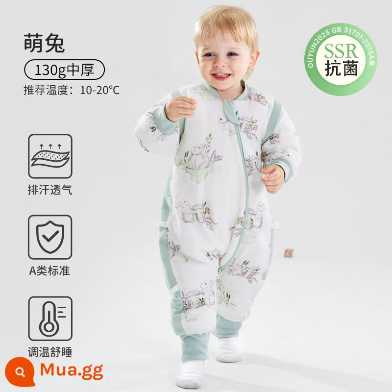 Châu Âu mang thai em bé túi ngủ mùa xuân và mùa thu tre cotton gạc cho bé chống đá chăn trẻ em mùa hè túi ngủ mỏng bốn mùa phổ quát - Mùa thu đông-Bông tre 130g Dày vừa [Nhiệt độ phòng 10-20oC] Thỏ dễ thương