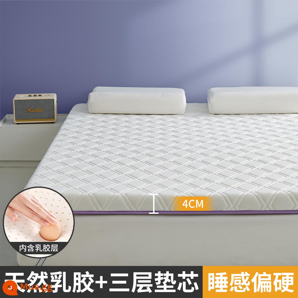 Nệm cao su đệm hộ gia đình đệm bông ép 1.5 mét nệm xốp nệm ký túc xá sinh viên nệm đơn nệm cứng - Một mặt [lụa sữa trắng] 4cm