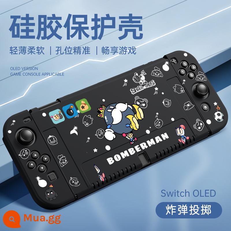 Vỏ bảo vệ Nintendo Switcholed Vỏ bảo vệ công tắc mới Vỏ tay cầm Vỏ NS bao gồm tất cả Vỏ mềm hai mảnh silicon OLED có thể cắm được Đế cắm bảng điều khiển trò chơi riêng biệt Phụ kiện ngoại vi - chuyển đổi OLED√ Vỏ mềm lỗ mịn mới được nâng cấp ✦ [Ném bom đen trong đêm tối] ★ Mũ miễn phí