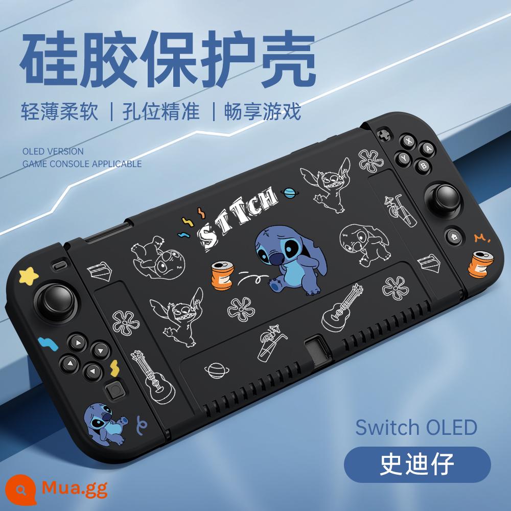 Vỏ bảo vệ Nintendo Switcholed Vỏ bảo vệ công tắc mới Vỏ tay cầm Vỏ NS bao gồm tất cả Vỏ mềm hai mảnh silicon OLED có thể cắm được Đế cắm bảng điều khiển trò chơi riêng biệt Phụ kiện ngoại vi - chuyển đổi OLED√vỏ mềm lỗ mịn mới được nâng cấp✦[Dark Night Black-Stitch]★ mũ miễn phí