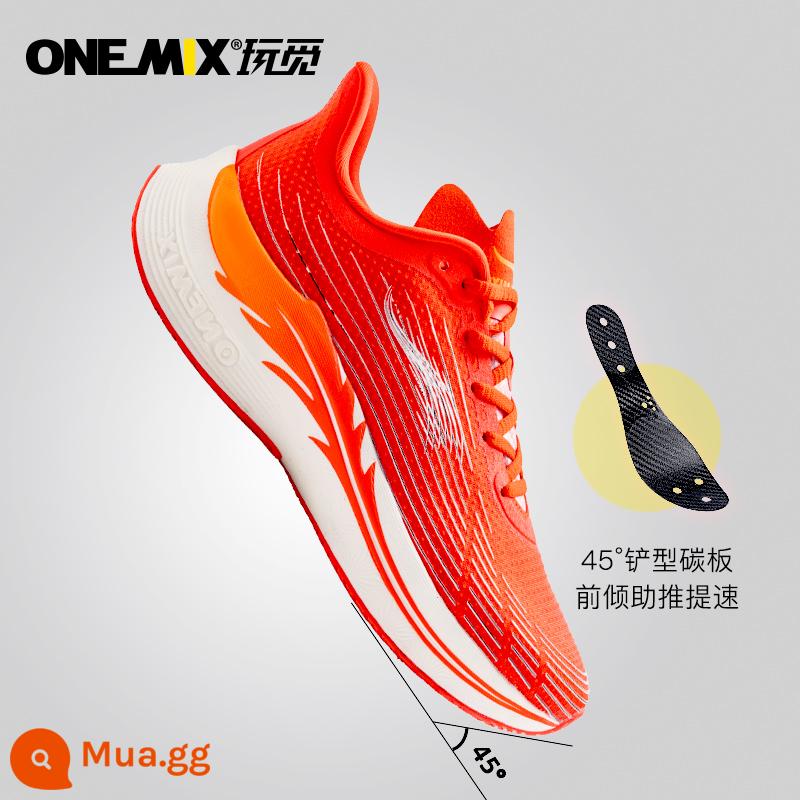 Onemix Play áo giáp cánh tấm carbon giày chạy marathon giày thể thao chuyên nghiệp nam giày chạy bộ thể thao siêu nhẹ sinh viên - Tiểu Diệu Hồng