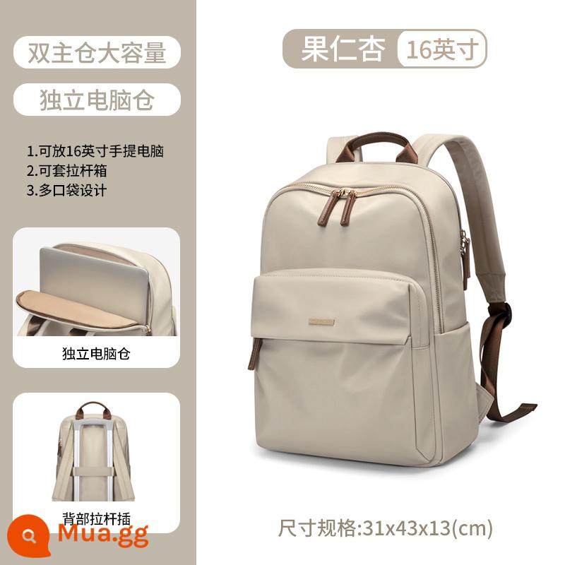 Ba lô golf nữ 2022 New Oxford quay công suất lớn Junior High School School Tag Canvas Máy tính Backpack - 16 inch - hạnh nhân hạnh nhân