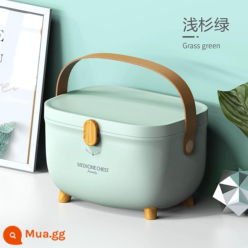 Hộp thuốc gia đình hộp thuốc lớn gia đình gói di động hộp bảo quản sản phẩm thuốc công suất lớn hộp sơ cứu ngoại trú hộp y tế - 9658-Xanh linh sam nhạt